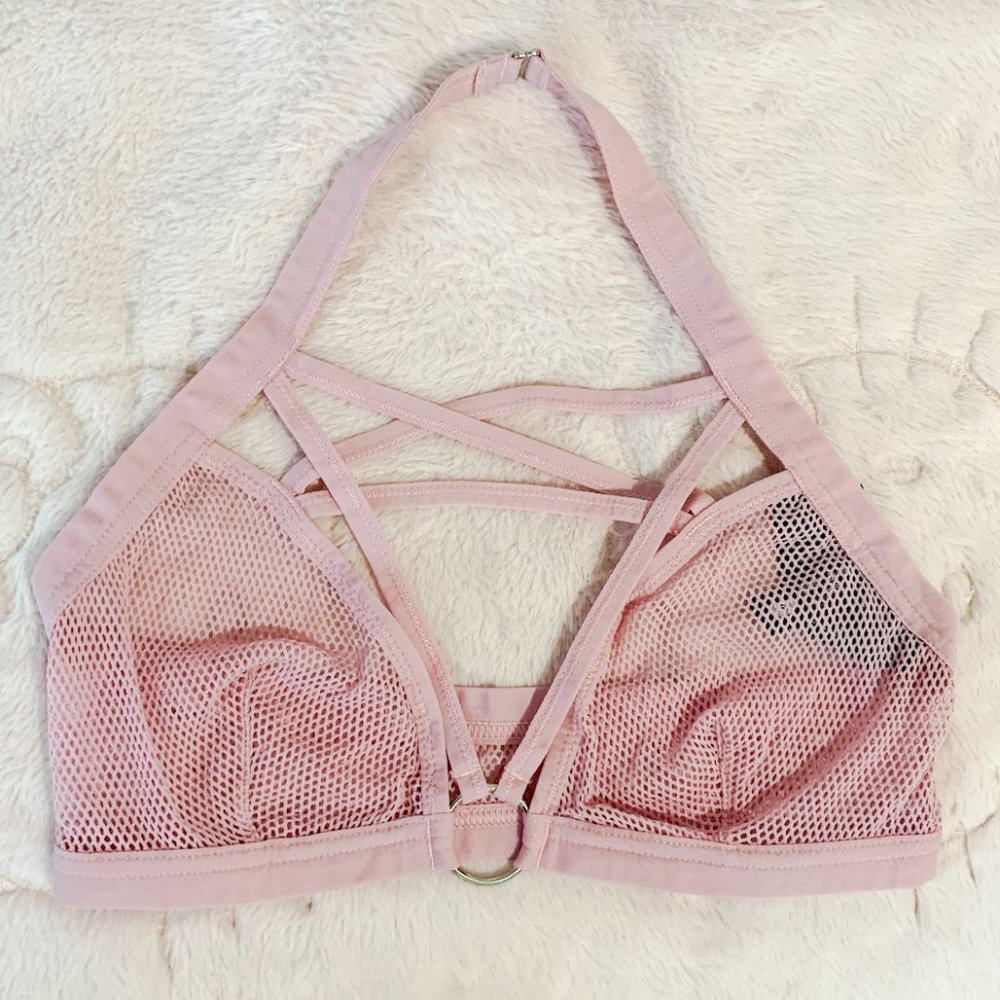 KILLSTAR - Possess Me Fishnet Bralette / Pastel Pink